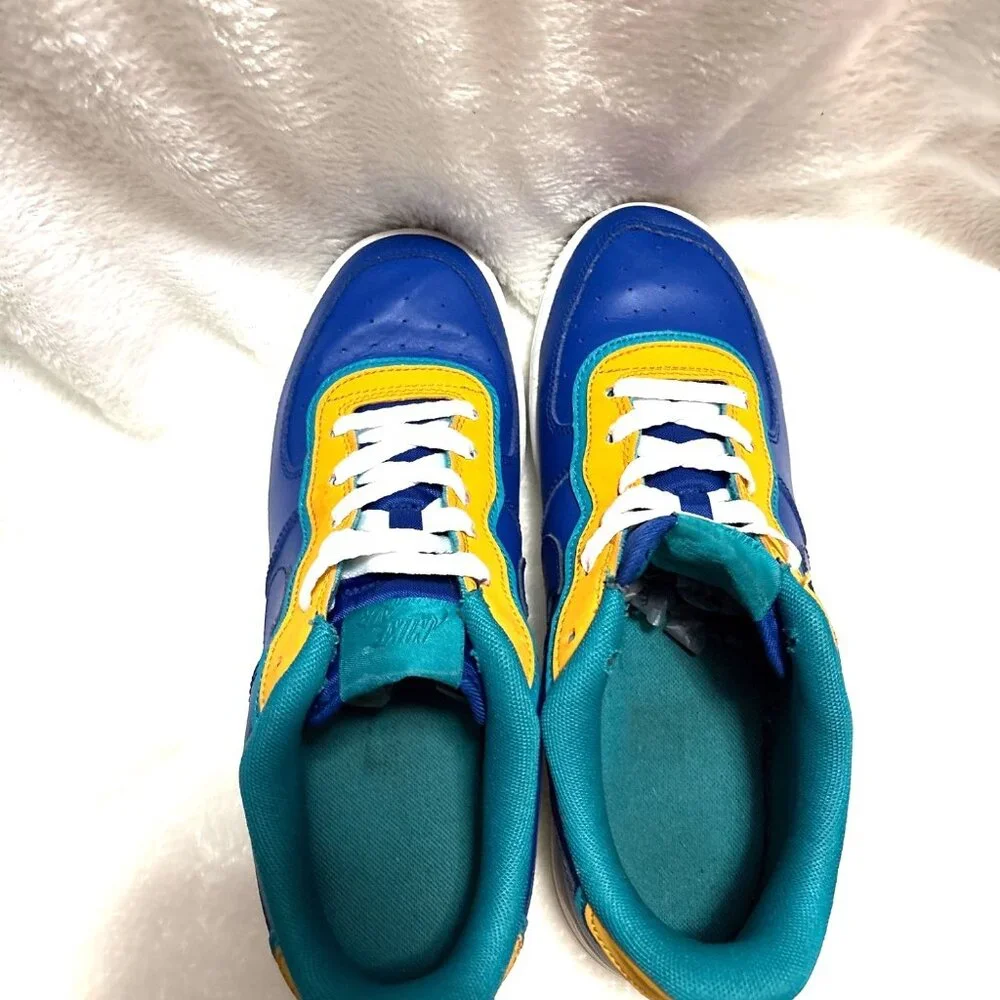 Nike Air Force 1 Low Sneakers Blue/Yellow/Teal Size 7Y - Picture 6 of 7